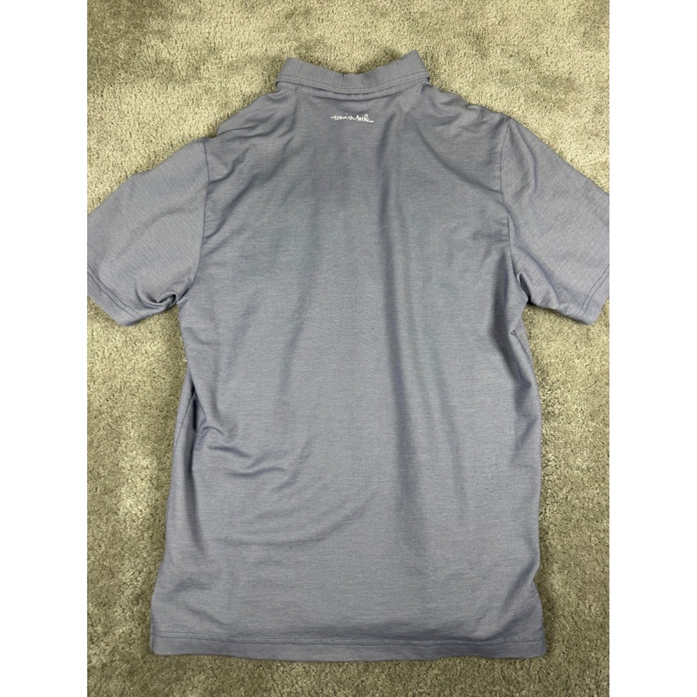 TravisMathew Mens Blue Striped Pima Cotton Blend Pocket Polo Shirt Medium - Picture 2 of 8